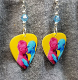 Pride Love Man Guitar Pick Earrings with Blue Swarovski Crystals