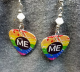 CLEARANCE Born Me Rainbow Pride Guitar Pick Earrings with White Swarovski Crystals