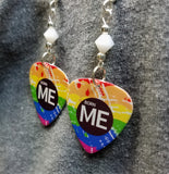 CLEARANCE Born Me Rainbow Pride Guitar Pick Earrings with White Swarovski Crystals