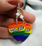 Rainbow Pride Guitar Pick Earrings with White Swarovski Crystals