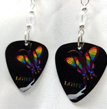 Pride Rainbow LGBT Butterfly Guitar Pick Earrings with Clear Swarovski Crystals