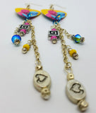 Pride Love Man Guitar Pick Earrings with Swarovski Crystal and Glass and Metal Bead Dangles