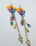 Pride Love Man Guitar Pick Earrings with Swarovski Crystal and Glass and Metal Bead Dangles