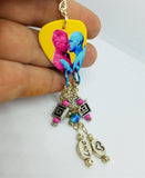Pride Love Man Guitar Pick Earrings with Swarovski Crystal and Glass and Metal Bead Dangles