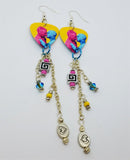 Pride Love Man Guitar Pick Earrings with Swarovski Crystal and Glass and Metal Bead Dangles
