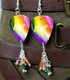 CLEARANCE LGBT Pride Guitar Pick Earrings with Swarovski Crystal Dangles
