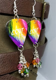 CLEARANCE LGBT Pride Guitar Pick Earrings with Swarovski Crystal Dangles