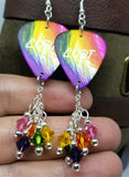 CLEARANCE LGBT Pride Guitar Pick Earrings with Swarovski Crystal Dangles