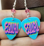 Equal Pride Guitar Pick Earrings with Pink Swarovski Crystals