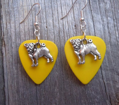 Pug Dog Charm Guitar Pick Earrings - Pick Your Color