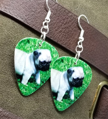 Adorable Pug Puppy Guitar Pick Earrings