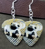 Adorable Pug Puppies Guitar Pick Earrings