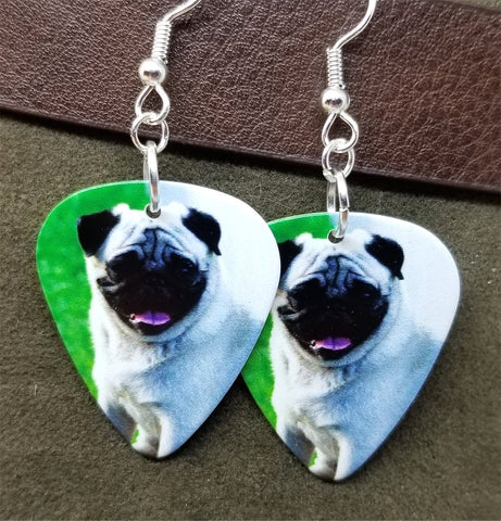 Pug Guitar Pick Earrings with Surgical Steel Earwires