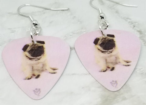 Pug Dog Guitar Pick Earrings