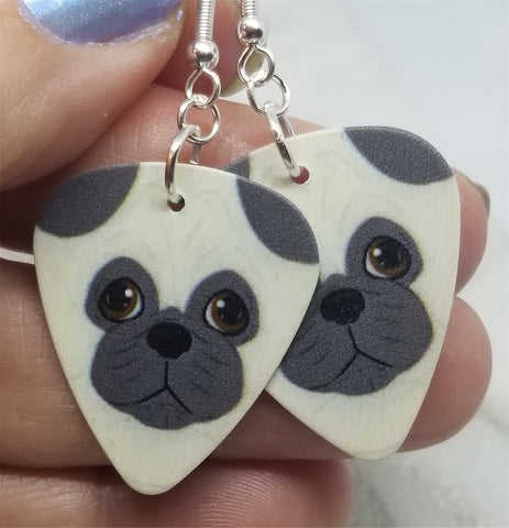 Cartoon Pug Guitar Pick Earrings