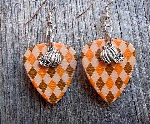 Pumpkin Charm Guitar Pick Earrings - Pick Your Color