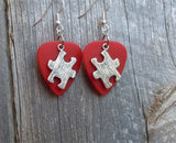 CLEARANCE Puzzle Piece Charm Guitar Pick Earrings - Pick Your Color - Autism Awareness