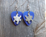 CLEARANCE Puzzle Piece Charm Guitar Pick Earrings - Pick Your Color - Autism Awareness