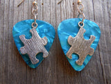CLEARANCE Puzzle Piece Charm Guitar Pick Earrings - Pick Your Color - Autism Awareness