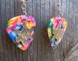 CLEARANCE Puzzle Piece Charm Guitar Pick Earrings - Pick Your Color - Autism Awareness