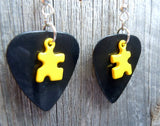 CLEARANCE Colored Puzzle Piece Charm Guitar Pick Earrings - Pick Your Color - Autism Awareness