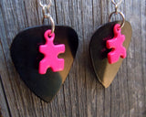 CLEARANCE Colored Puzzle Piece Charm Guitar Pick Earrings - Pick Your Color - Autism Awareness