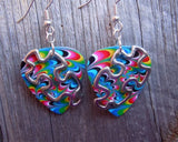 CLEARANCE Puzzle Piece Outline Charm Guitar Pick Earrings - Pick Your Color - Autism Awareness