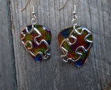 CLEARANCE Puzzle Piece Outline Charm Guitar Pick Earrings - Pick Your Color - Autism Awareness
