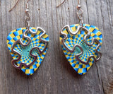 CLEARANCE Puzzle Piece Outline Charm Guitar Pick Earrings - Pick Your Color - Autism Awareness