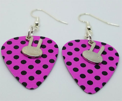 CLEARANCE Bunny Head Charm Guitar Pick Earrings - Pick Your Color