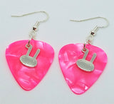 CLEARANCE Bunny Head Charm Guitar Pick Earrings - Pick Your Color