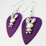 CLEARANCE Bunny with Heart Charm Guitar Pick Earrings - Pick Your Color