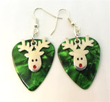 CLEARANCE Reindeer Head Charm Guitar Pick Earrings - Pick Your Color