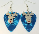 CLEARANCE Reindeer Head Charm Guitar Pick Earrings - Pick Your Color