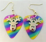 CLEARANCE Reindeer Head Charm Guitar Pick Earrings - Pick Your Color