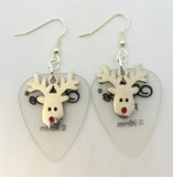 CLEARANCE Reindeer Head Charm Guitar Pick Earrings - Pick Your Color