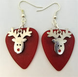 CLEARANCE Reindeer Head Charm Guitar Pick Earrings - Pick Your Color