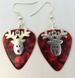 CLEARANCE Reindeer Head Charm Guitar Pick Earrings - Pick Your Color