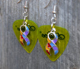 Autism Awareness Ribbon Charm Guitar Pick Earrings - Pick Your Color
