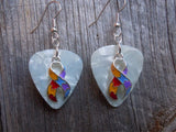 Autism Awareness Ribbon Charm Guitar Pick Earrings - Pick Your Color