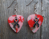CLEARANCE Black Ribbon Crystal Charm Guitar Pick Earrings - Pick Your Color