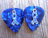CLEARANCE Blue Rhinestone Charm Guitar Pick Earrings - Pick Your Color