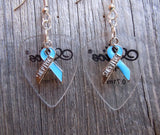 CLEARANCE White Ribbon Survivor Charm Guitar Pick Earrings - Pick Your Color