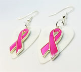 CLEARANCE Fuchsia Ribbon Charm Guitar Pick Earrings - Pick Your Color