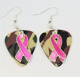 CLEARANCE Fuchsia Ribbon Charm Guitar Pick Earrings - Pick Your Color