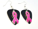 CLEARANCE Fuchsia Ribbon Charm Guitar Pick Earrings - Pick Your Color
