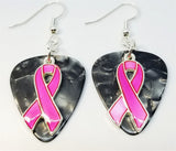 CLEARANCE Fuchsia Ribbon Charm Guitar Pick Earrings - Pick Your Color