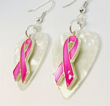 CLEARANCE Fuchsia Ribbon Charm Guitar Pick Earrings - Pick Your Color
