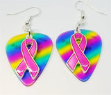 CLEARANCE Fuchsia Ribbon Charm Guitar Pick Earrings - Pick Your Color