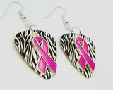 CLEARANCE Fuchsia Ribbon Charm Guitar Pick Earrings - Pick Your Color